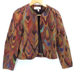 Vintage Susan Richards Blazer Jacket Womens Brown Open Front Retro Size 2